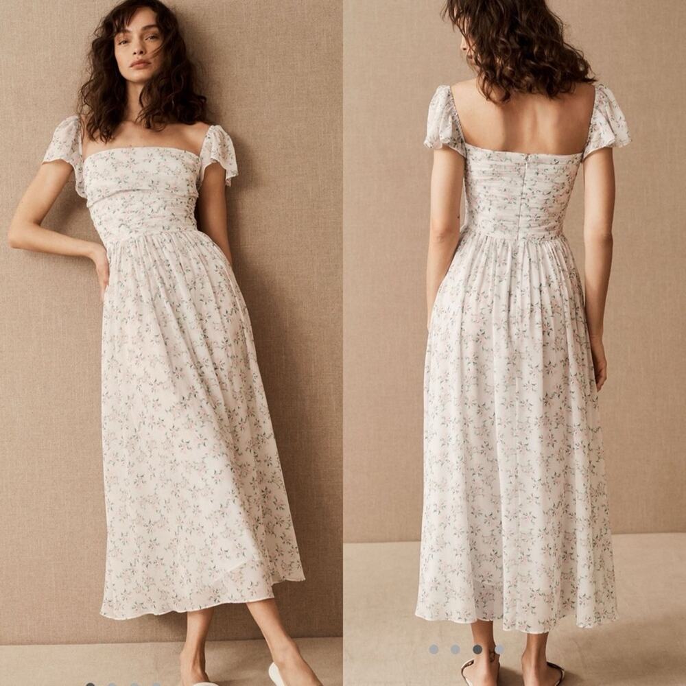 Sau Lee Gracie Floral White Maxi Dress Size 4